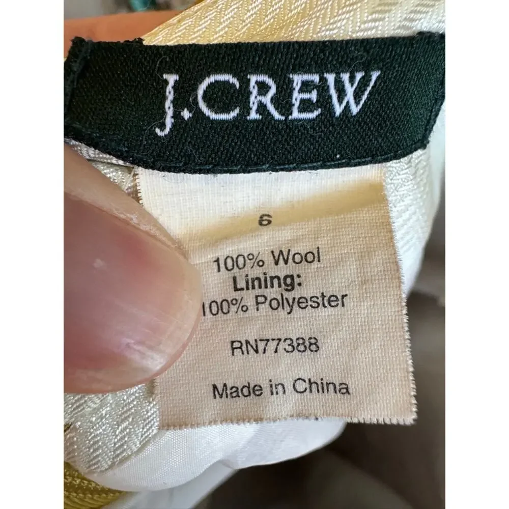 J Crew Mustard Yellow Wool Pencil Skirt Womens 6 Preppy Mini Academia Classic
